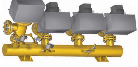 Блок газооборудования котла правое исполнение АМАКС БГ6-200/150/150/150-П Горелки для котлов
