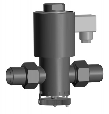 Клапан двухпозиционный с регулятором расхода газа муфтовый обычное исполнение АМАКС КЭР.М-15-0,05-НЗ Котельная автоматика