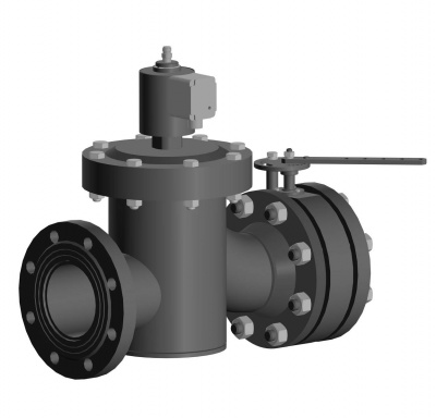 Клапан двухпозиционный с регулятором расхода газа фланцевый обычное исполнение АМАКС КЭР.Ф-40-0,6-НЗ-Д Котельная автоматика
